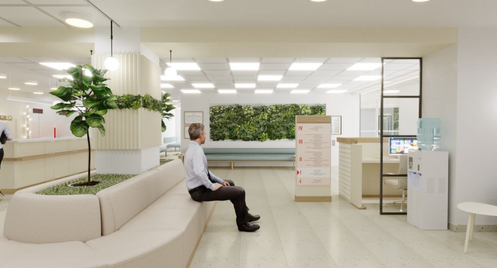 aversis klinikis misaghebis interieris dizaini